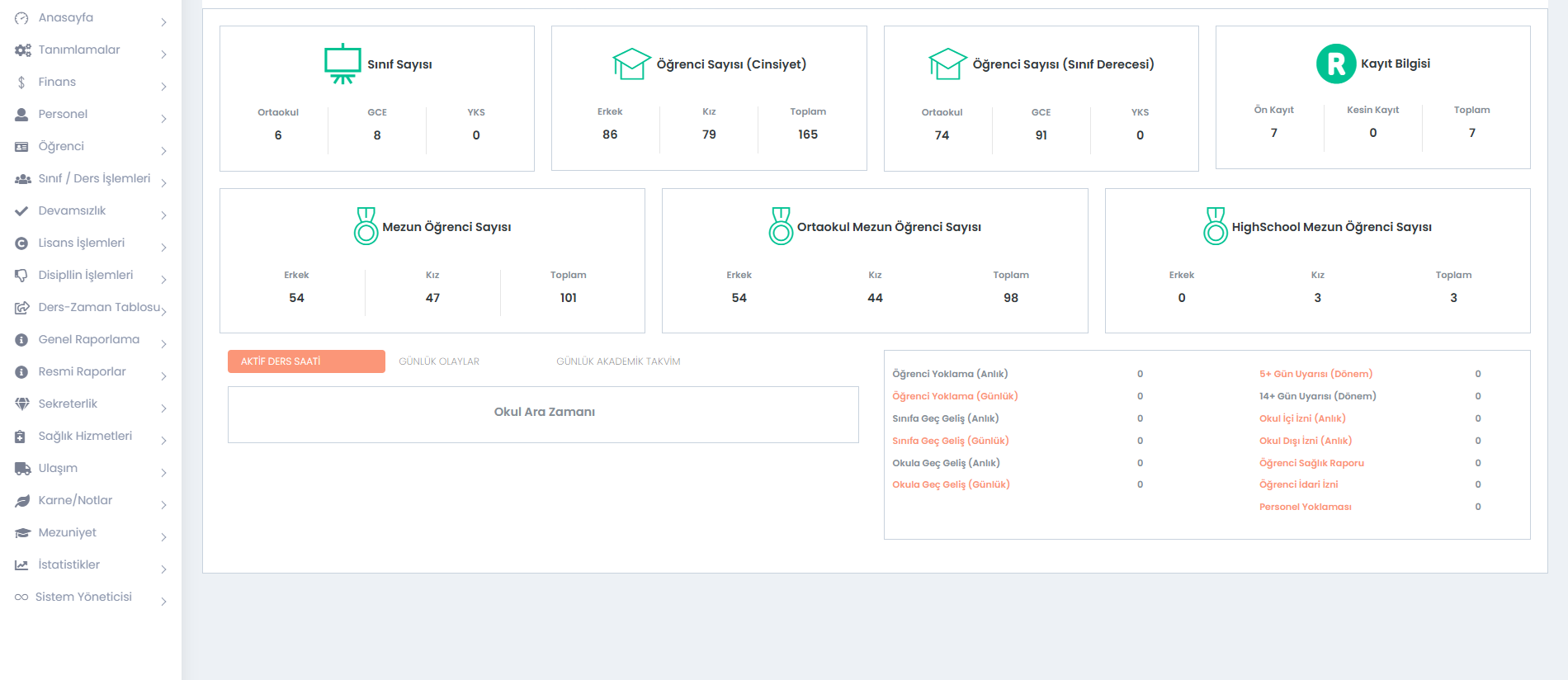Minimus Okul Yönetim Sistemi ekran görüntüsü